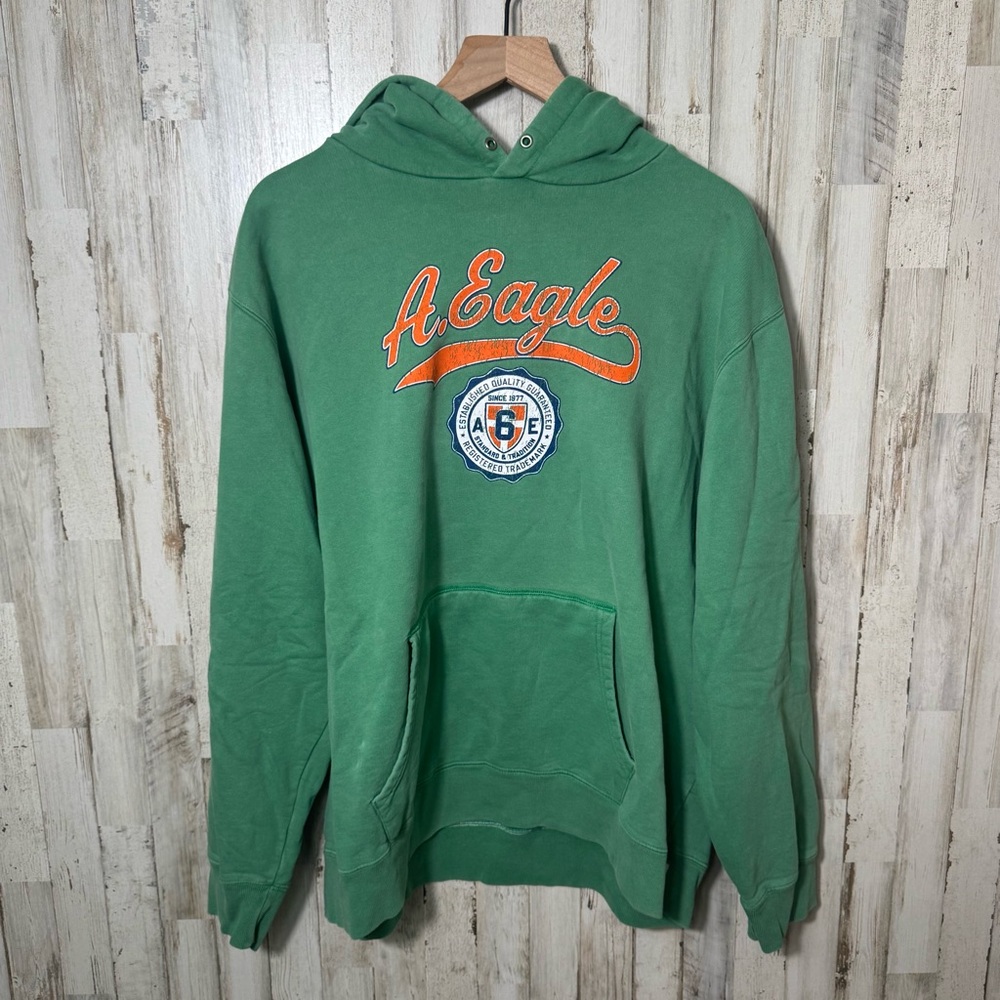 Vintage Y2K American Eagle Green Hoodie Sweatshirt‎ Mens Size XXL